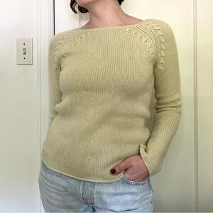 Ann Taylor 100% Cashmere Boat Neck Lemongrass Sweater - size S